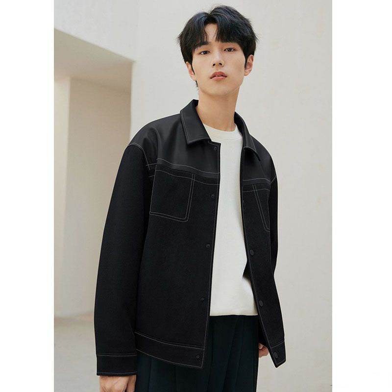 PU Leather Jacket Casual Pu Handsome Men's Clothing Loose Top Coat - Velora