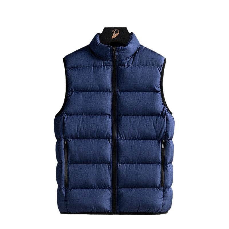Men's Fashionable Handsome Warm Solid Color Cotton Vest Stand Collar - Velora
