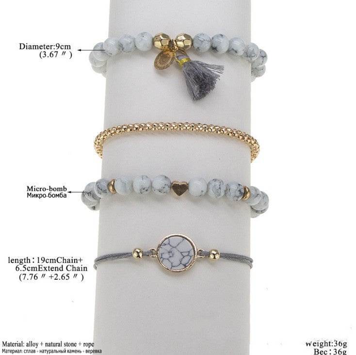 Turquoise Tassel Round Stone Bracelet AliExpress Fashion - Velora