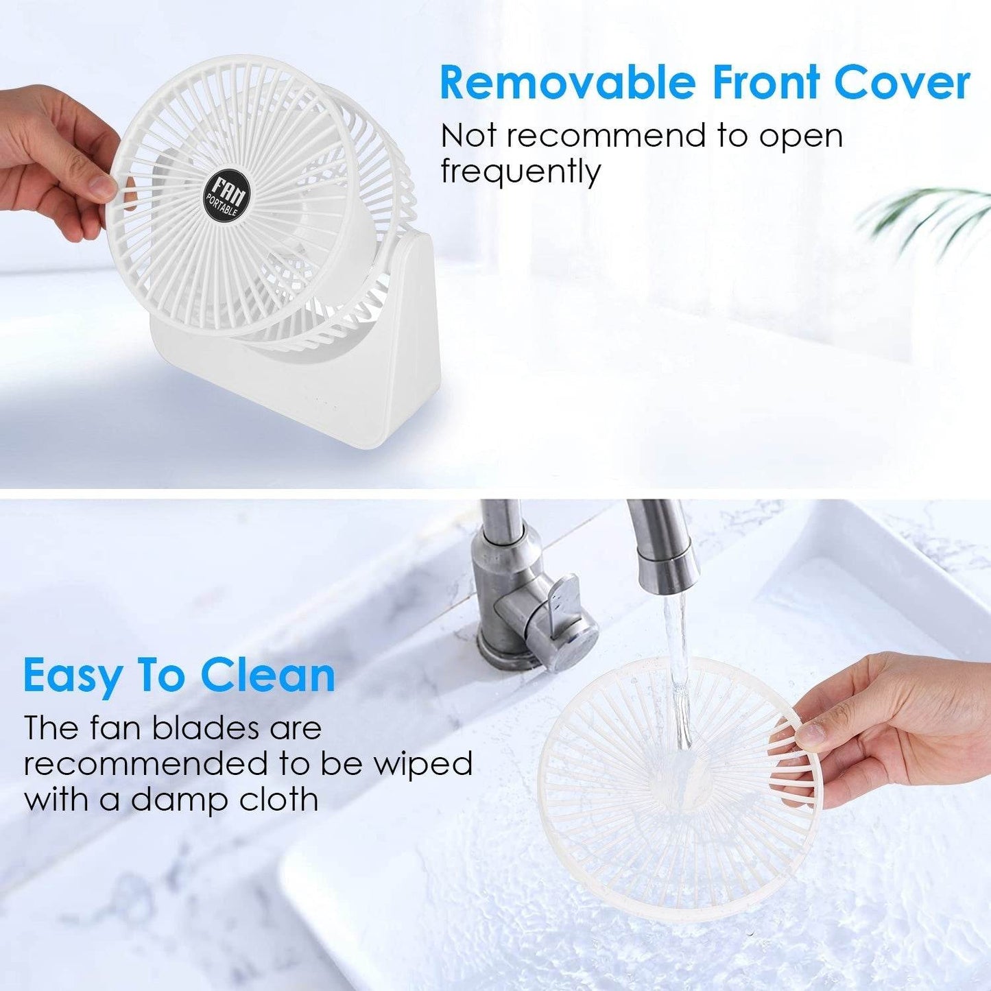 6.5in Desk Fan USB Powered 2 Speeds Table Cooling Fan Tilt Quiet Desktop Fan For Bedroom Office - Velora