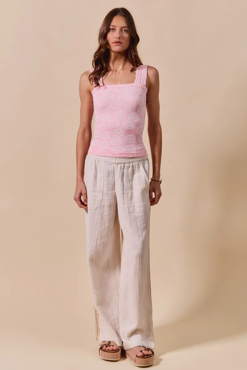 SO ME Two Tone Floral Seamless Tank Top - Velora