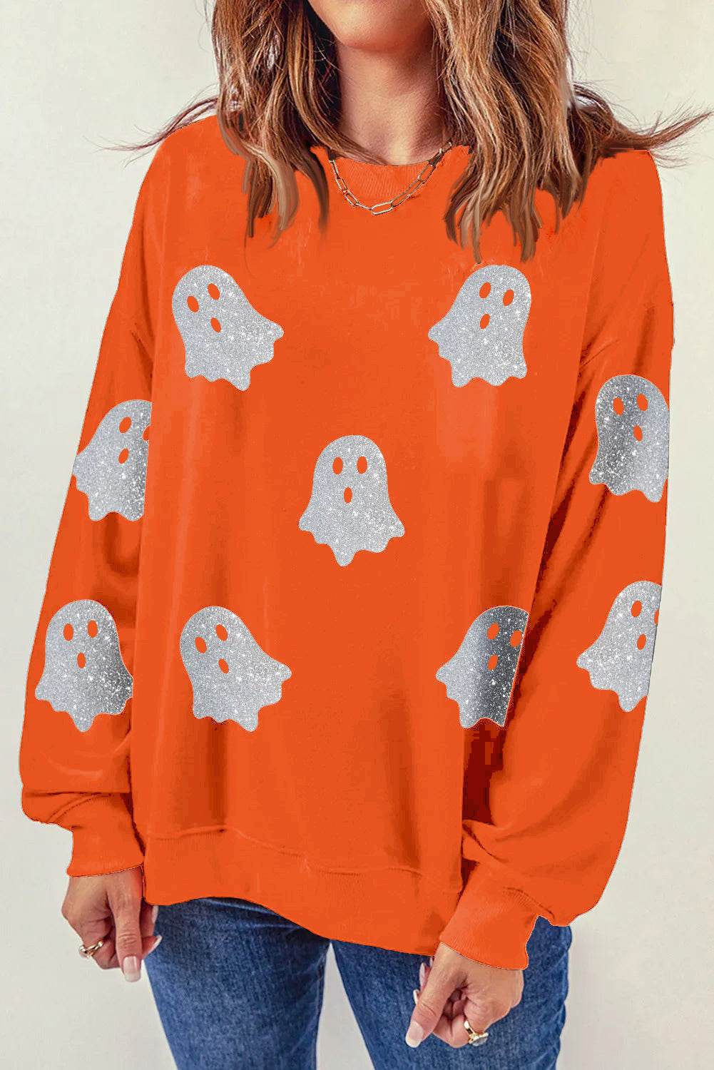 Halloween Ghost Top Loose Casual Pullover - Velora