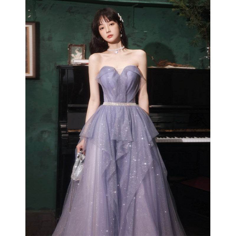 Banquet Evening Purple Annual Meeting Host Performance Dress - Velora