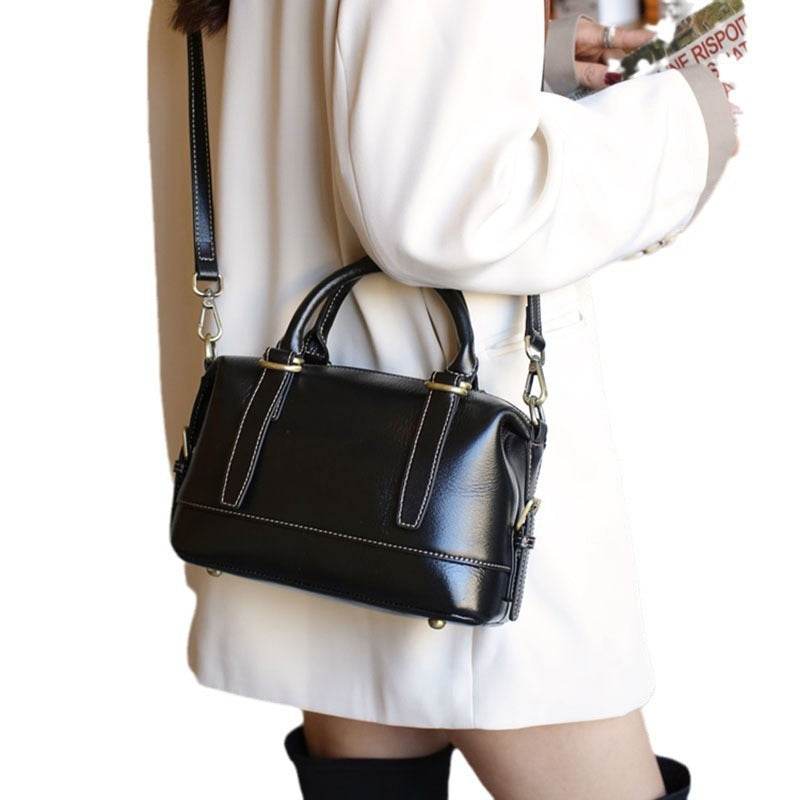 New Genuine Leather Boston Shoulder Messenger Bag - Velora