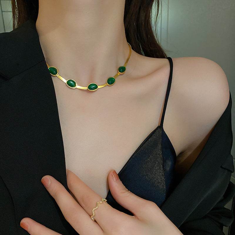 Fashion Jewelry Green Stone Crytal Snake Chain Multilayer Necklace For Women Pendant Boho Fashion Jewelry Gift - Velora