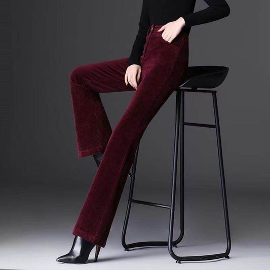 High-grade Bootcut Trousers Women's Corduroy Flared Pants Draping Effect - Velora