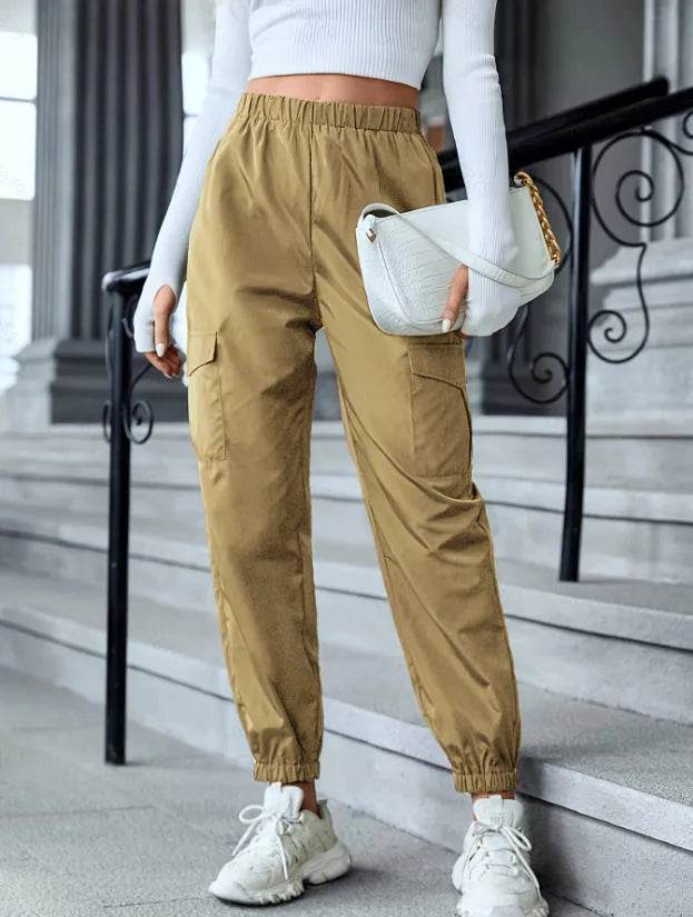 New Cargo Pants Fashion Casual Multi-pocket Elastic Waist Pencil Pants For Women - Velora