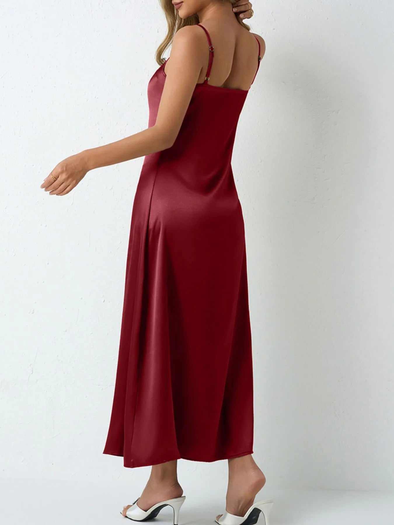 Satin Cowl Neck Cami Dress - Velora