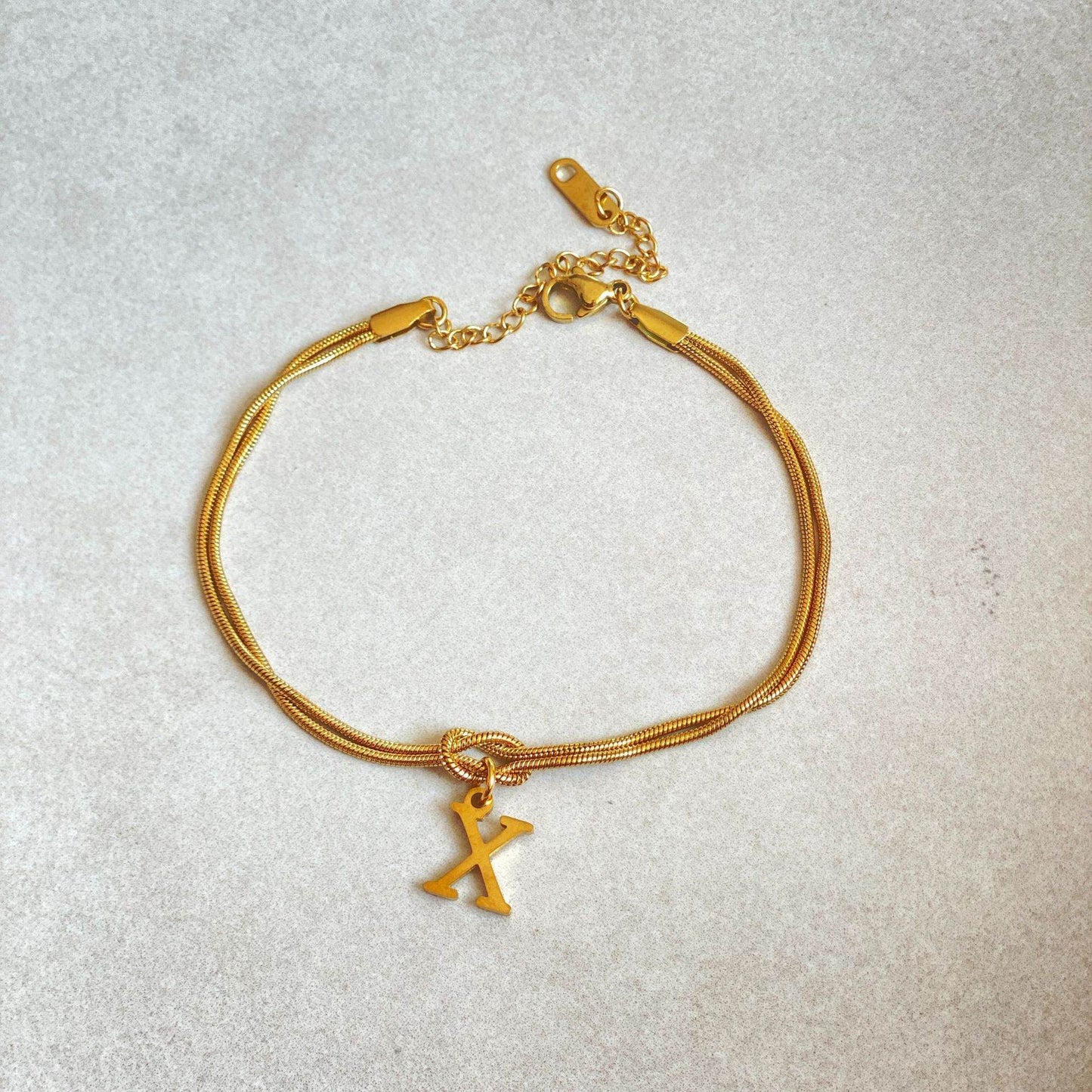 New Letter A-Z Love Knot Bracelets For Women Couple Gold Color Dainty Snake Chain Charm Bracelet Stainless Steel Jewelry Gift Valentine's Day Gifts - Velora