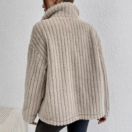 New Double-sided Velvet Button Cardigan Casual Coat - Velora