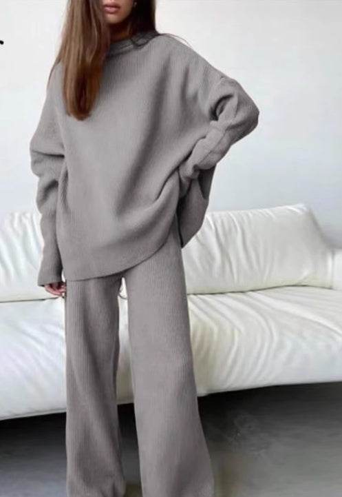 2 Pieces Women Sets Knitted Tracksuit Turtleneck Sweater - Velora