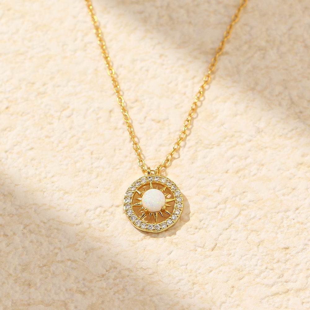 Fashion Jewelry Niche Moon And Sun Necklace Silver Opal Celtic Moon Necklace Sun Necklace Asterism Diamond - Velora