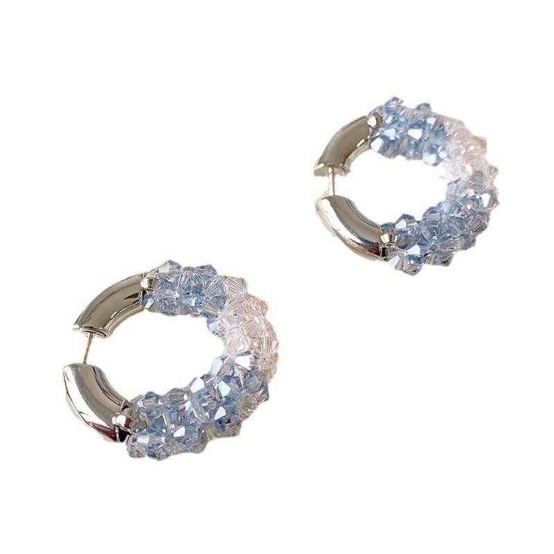 Colored Beaded Earrings Copper White Gold Plated - Velora