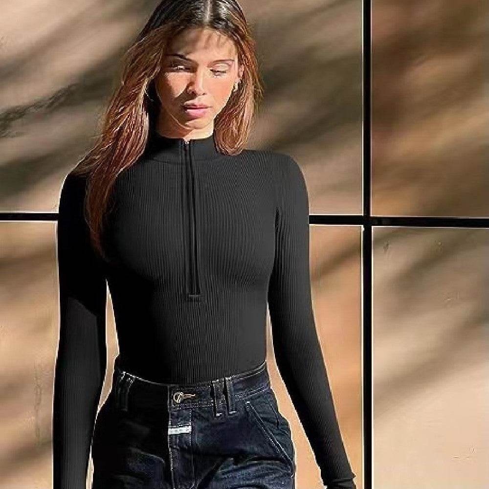 Fashion Long Sleeve Zipper Jumpsuit Seamless Slimming Shapewear For Women Romper - Velora