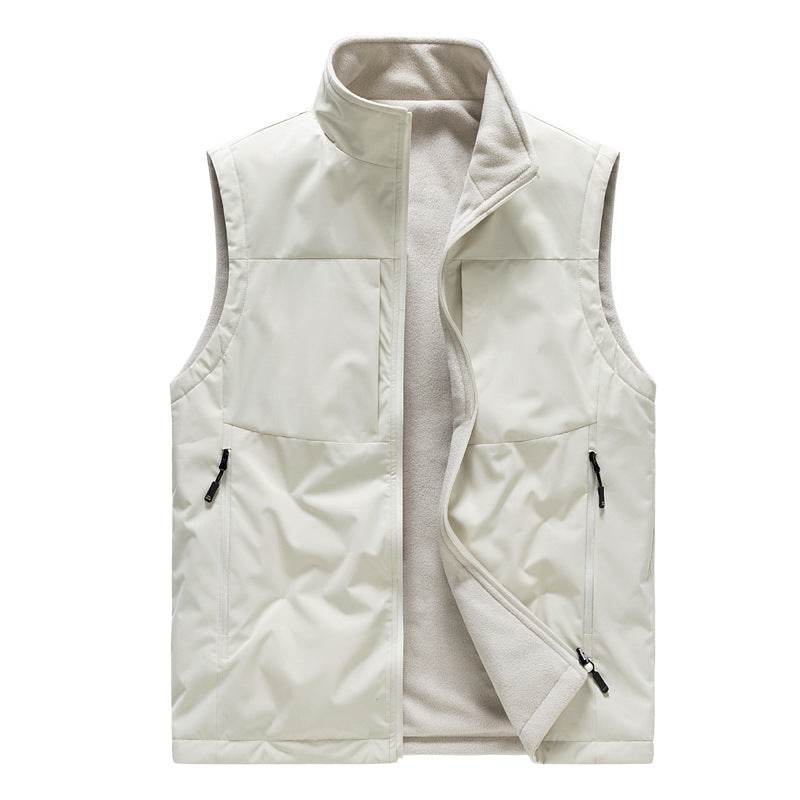 Men's Double-sided Fleece Vest Winter Warm Loose Sleeveless Tank Outdoor Workwear Vest Clothing - Velora