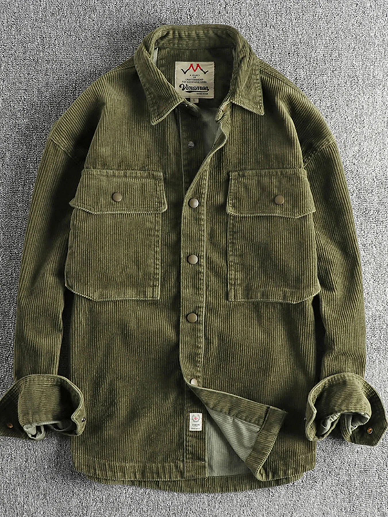Men's Plus Size Corduroy Button Up Long Sleeve Jacket - Velora