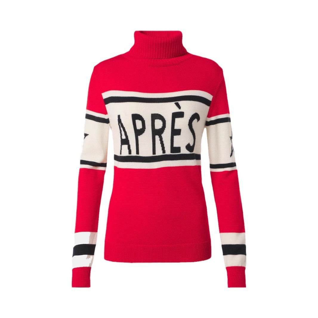 Letter Stripes Jacquard Knitted Slim Fit Sweater Women - Velora