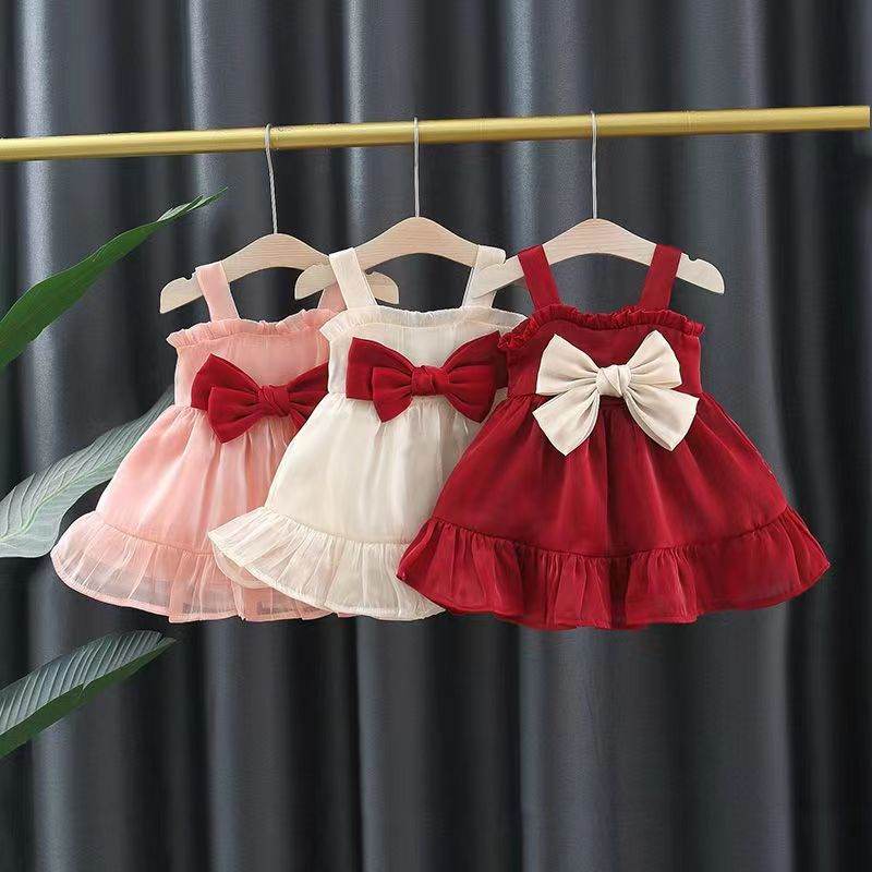 Red Suspender Skirt Off-shoulder Off-the-shoulder Princess Dress - Velora