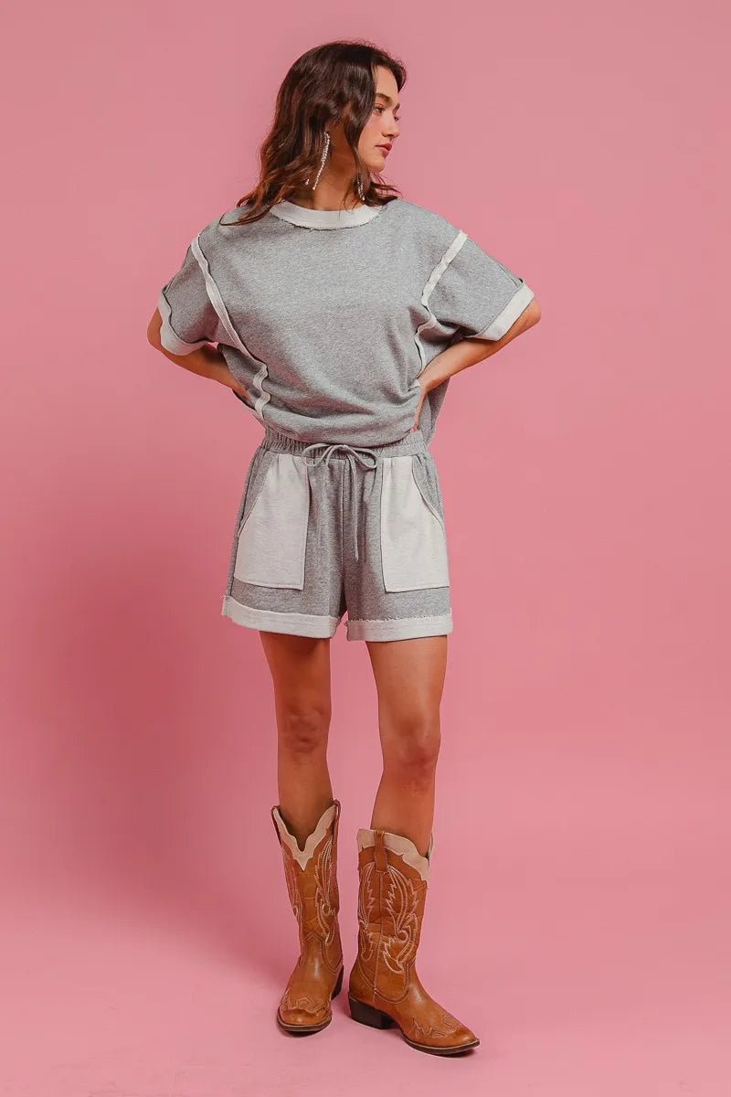 BiBi French Terry Knit Shorts with Side Pocket - Velora