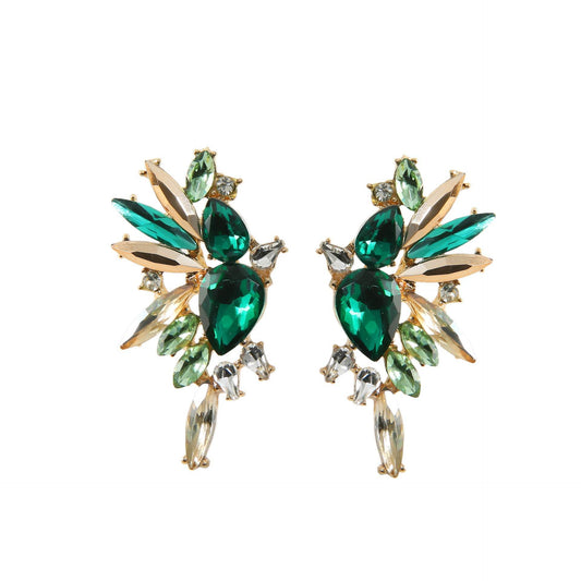 Colorful Luxury Temperament And Fully-jewelled Glass Fashion Geometric Earrings - Velora