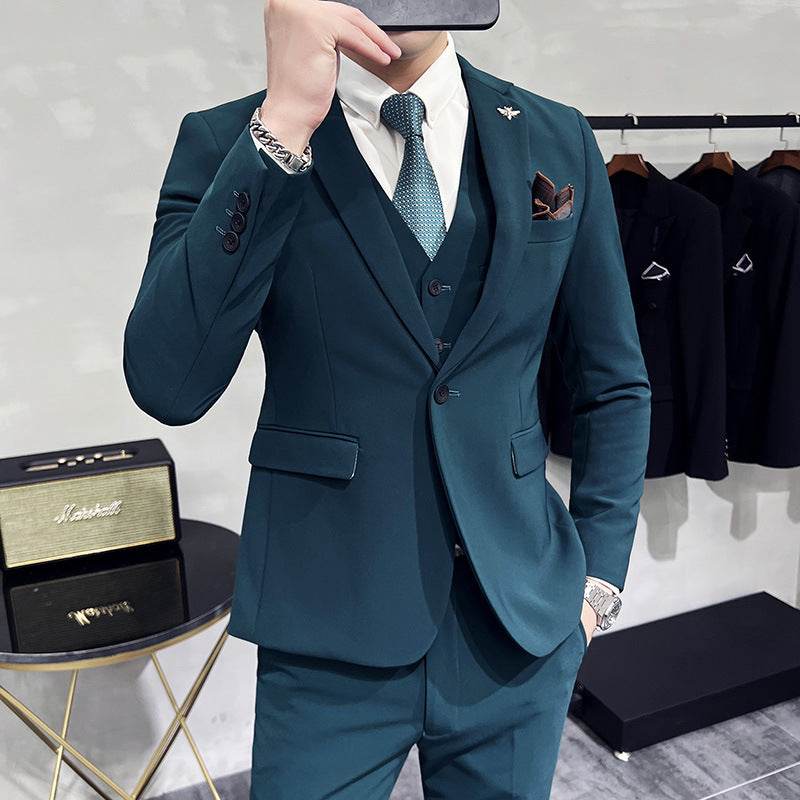 Men's Three-piece Suit Korean Style One Button - Velora
