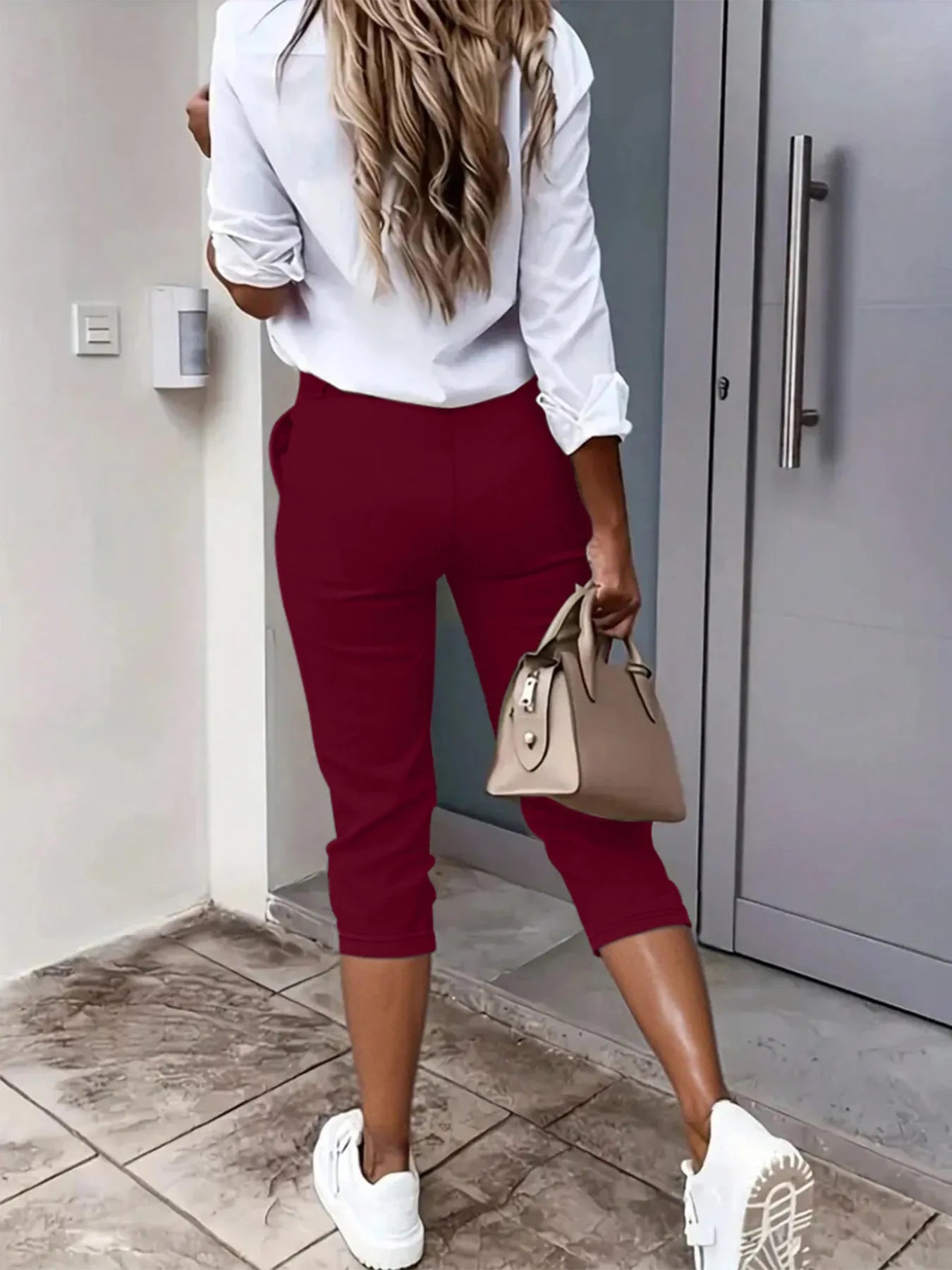 Pleated Detail Pants with Pockets - Velora