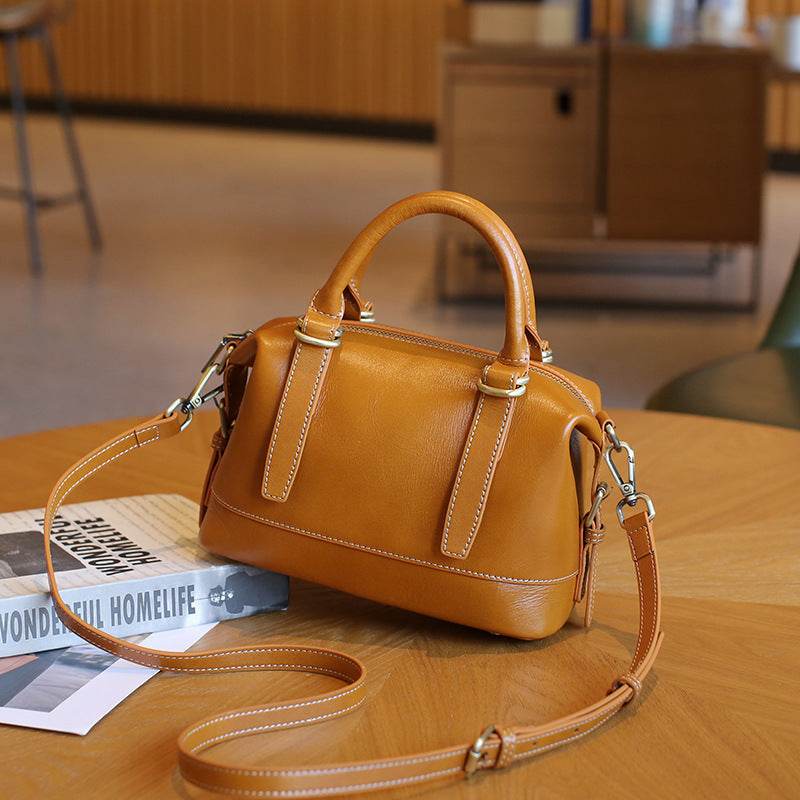 New Genuine Leather Boston Shoulder Messenger Bag - Velora