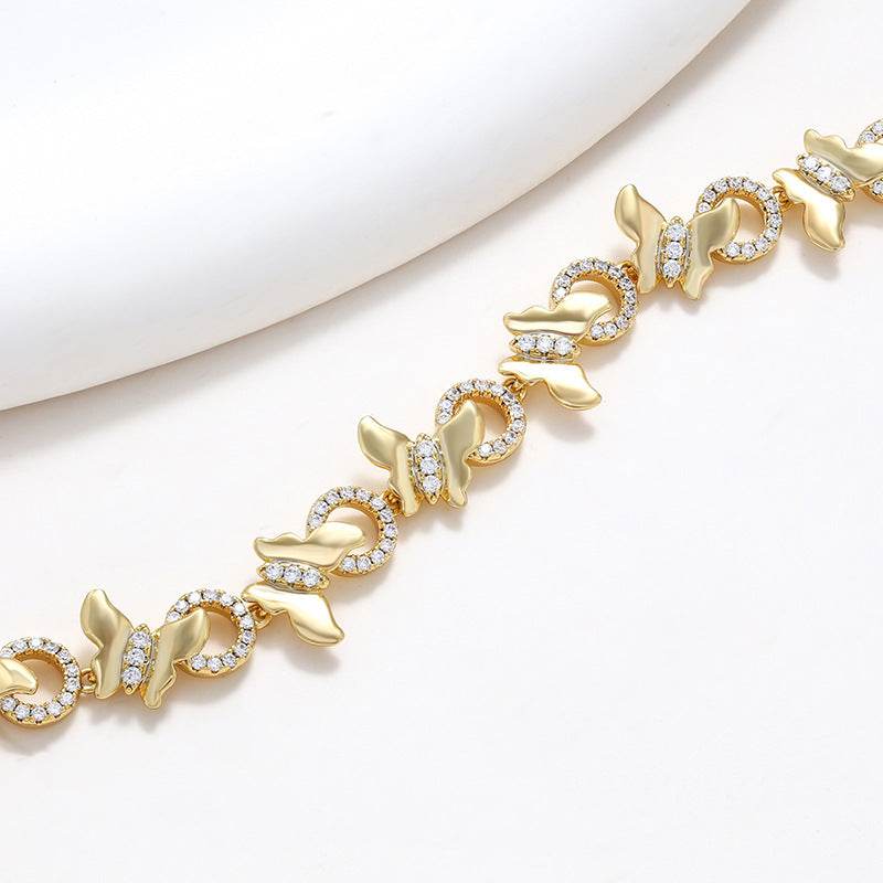 Copper Inlaid Zircon Smart Butterfly Stitching Bracelet European And American High-grade Bracelet - Velora
