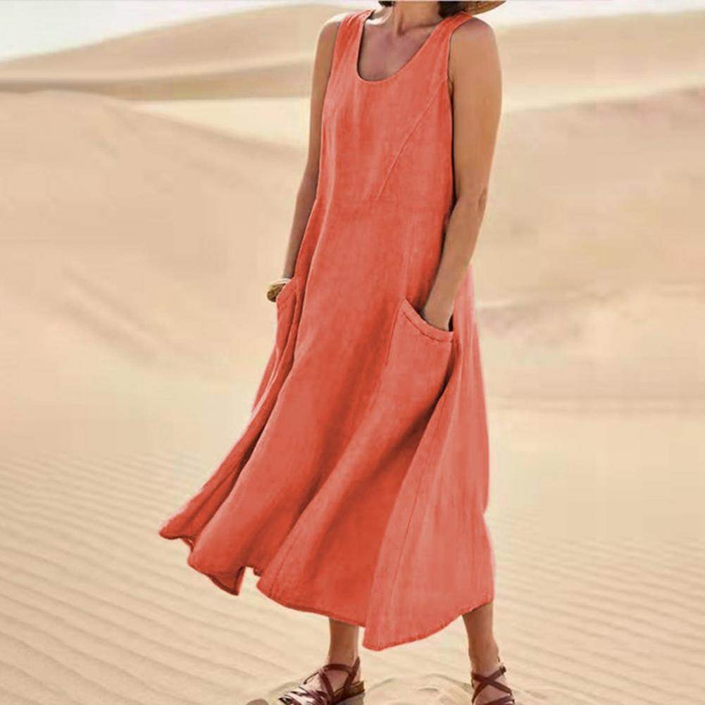 Summer Sleeveless Long Dress With Pockets Fashion Casual Loose Dresses Women's Clothing - Velora