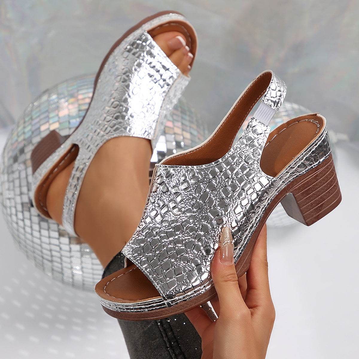 Women's Plus Size Thick Bottom Chunky Heel Wedge Sandals - Velora
