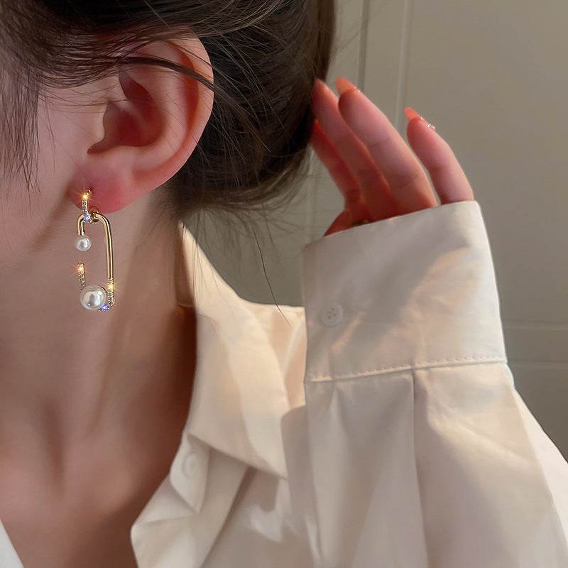 Elegant And Sophisticated Pearl Geometric Earrings - Velora