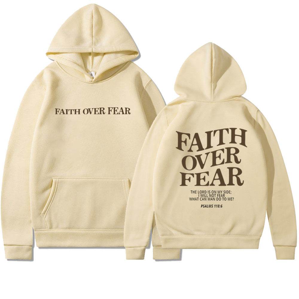 Faith Over Fear Christian Hoodie Christian Sweatshirt Jesus Hoodie Trendy Hoodie Bible Verse Shirt Unisex Aesthetic Clothes - Velora