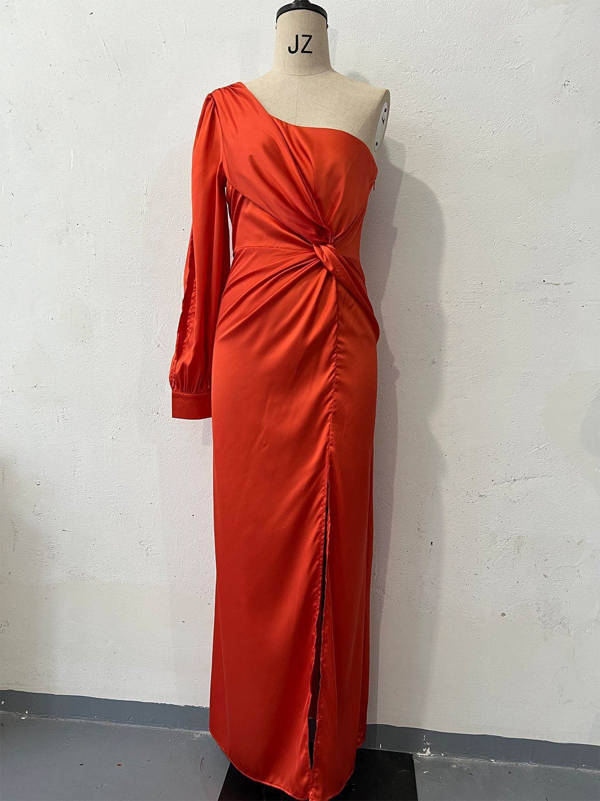 Women's One-shoulder Split Dress Ins Fashion Long-sleeved Slim Long Dresses Party Evening Clothing - Velora