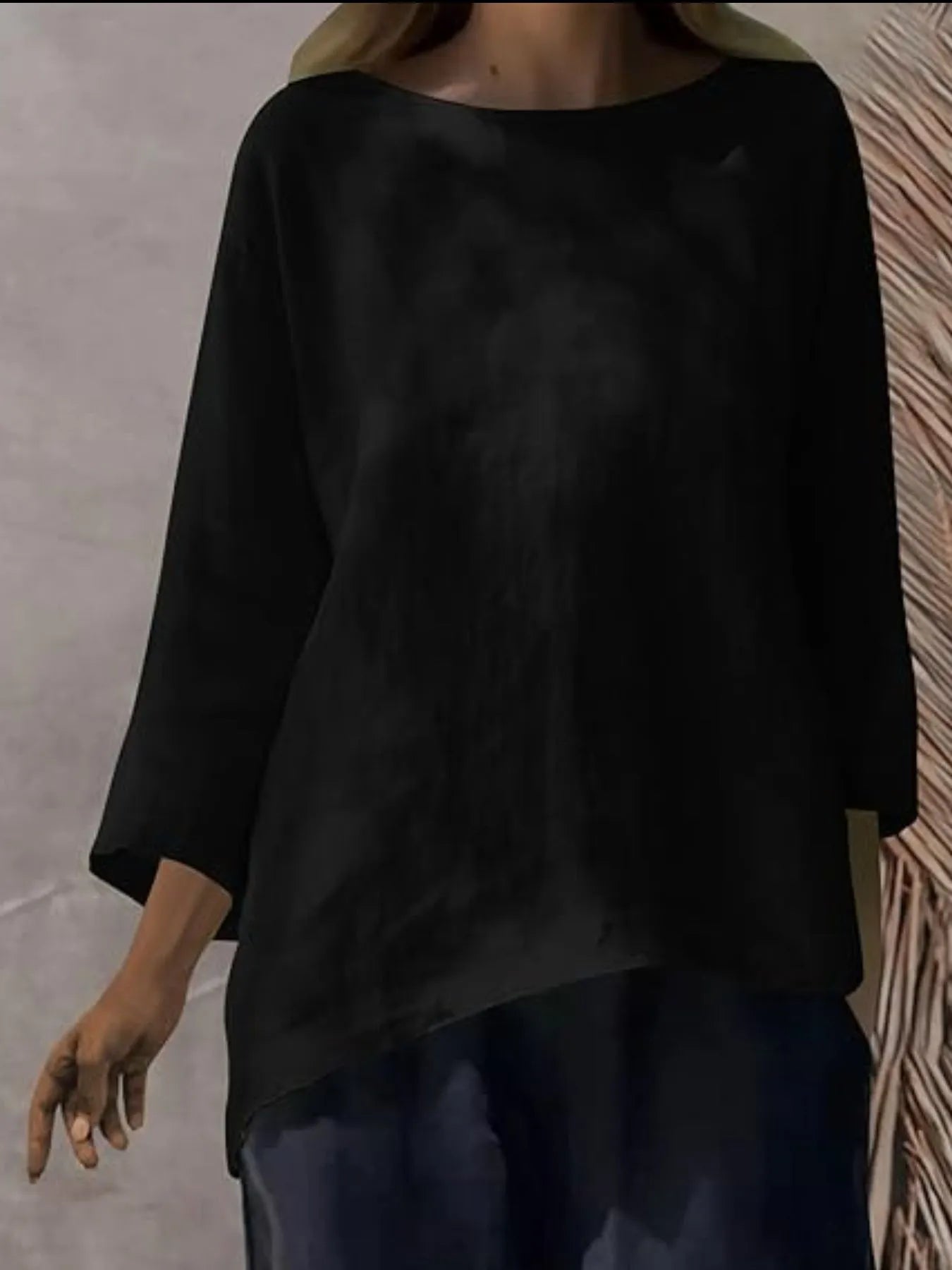 Full Size Round Neck Relaxed Fit Blouse Plus Size - Velora