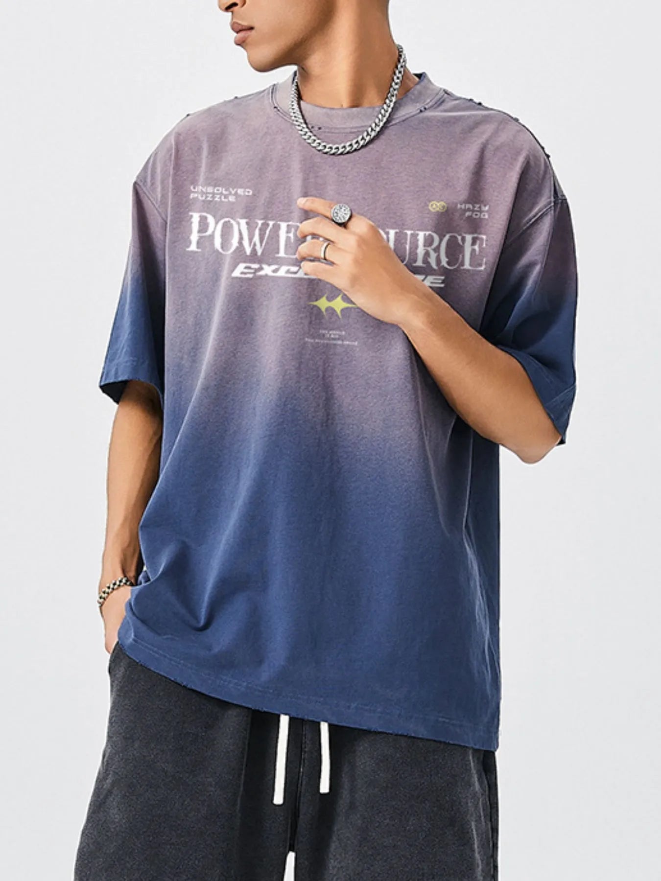Men's Letter Graphic Round Neck Short Sleeve T-Shirt - Velora