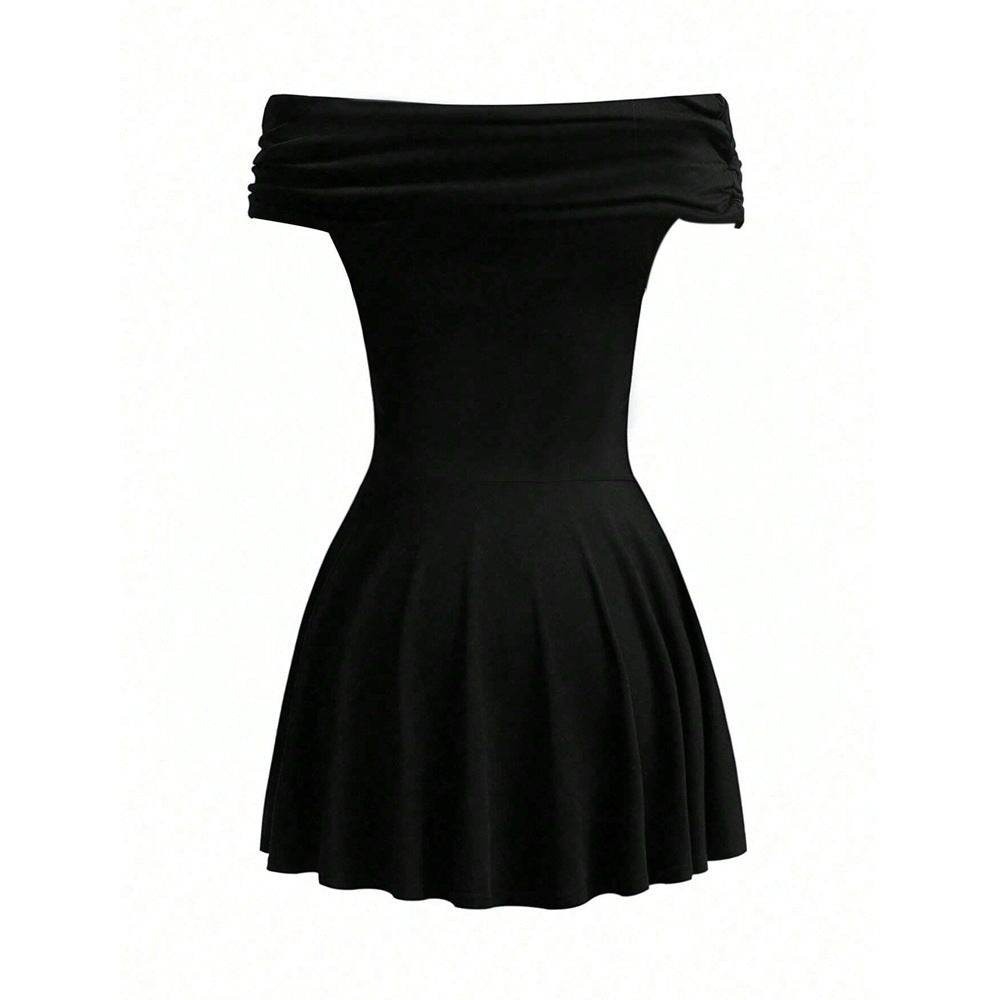 Pure Desire Style Off-shoulder Dress Off-neck High Waist Skirt Fashion Dress - Velora