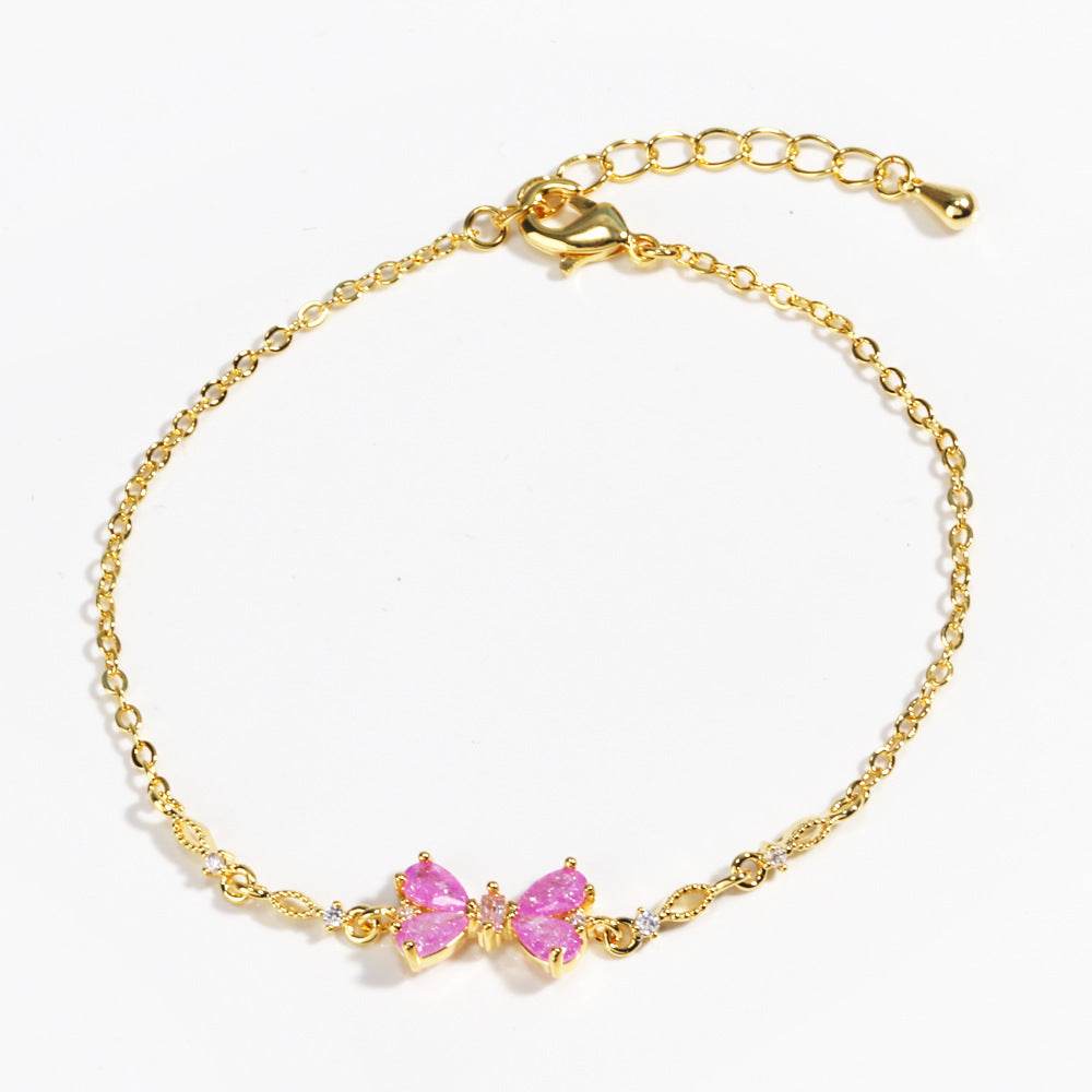 Sweet Bow Heart Rhinestone Bracelet Y2K Ins Fashion Chain Bracelet Valentine's Day - Velora