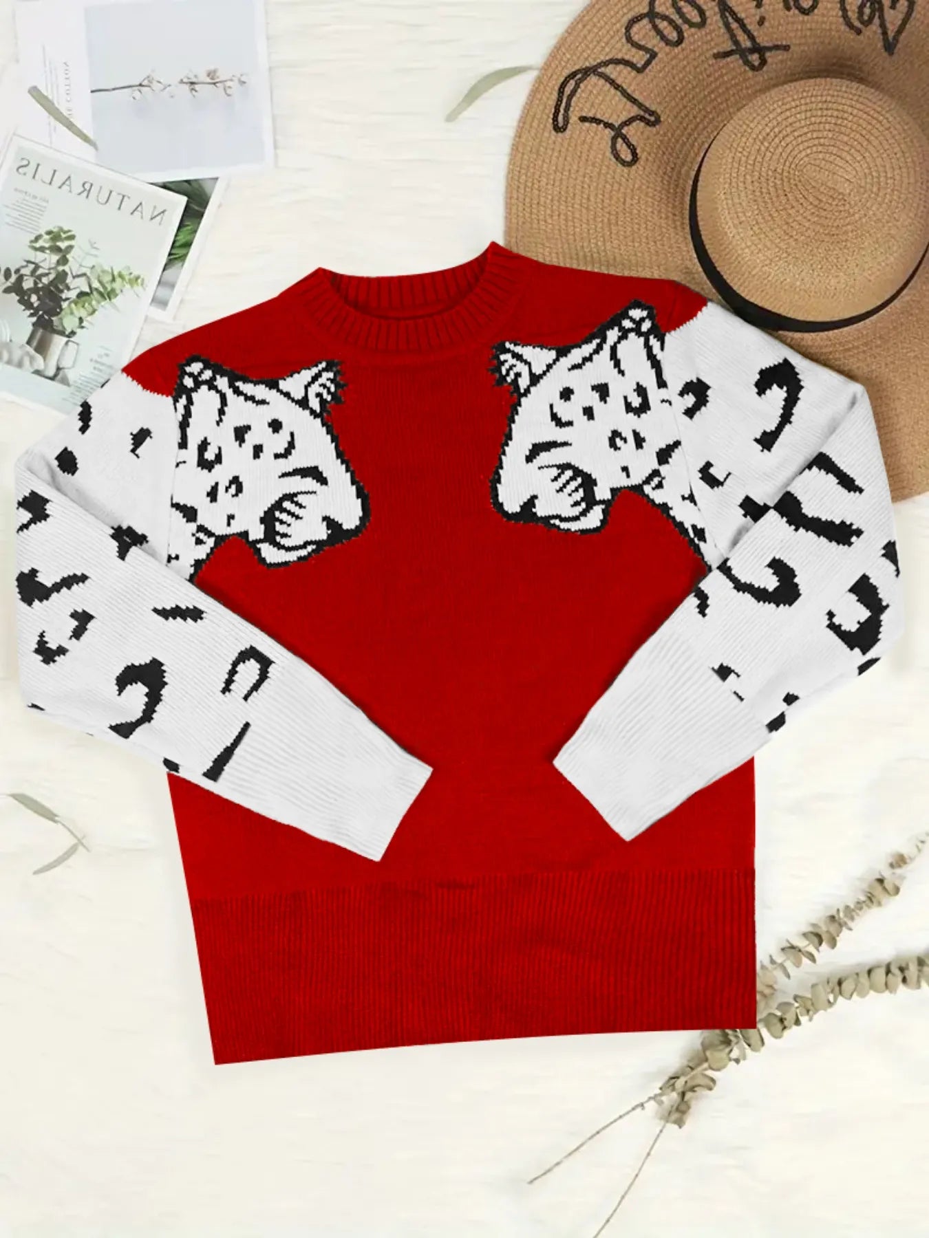 Leopard Round Neck Sweater - Velora