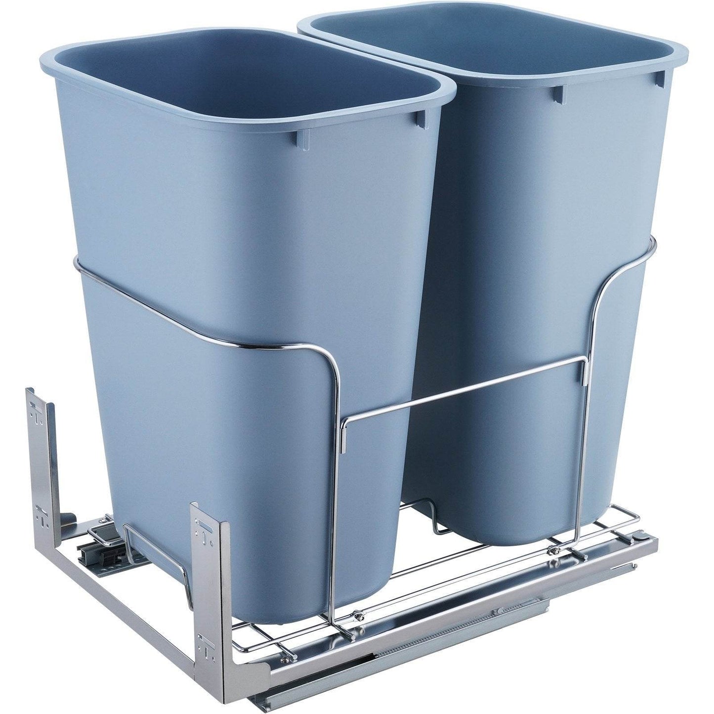 Pull-Out Trash Can, 35Lx2 Double Bins, Under Mount Kitchen Waste Container With Slide And Door Mounting Kit, 110 Lbs Load Capacity Heavy Duty Garbage Recycling Bin For Kitchen Cabinet, Sink - Velora