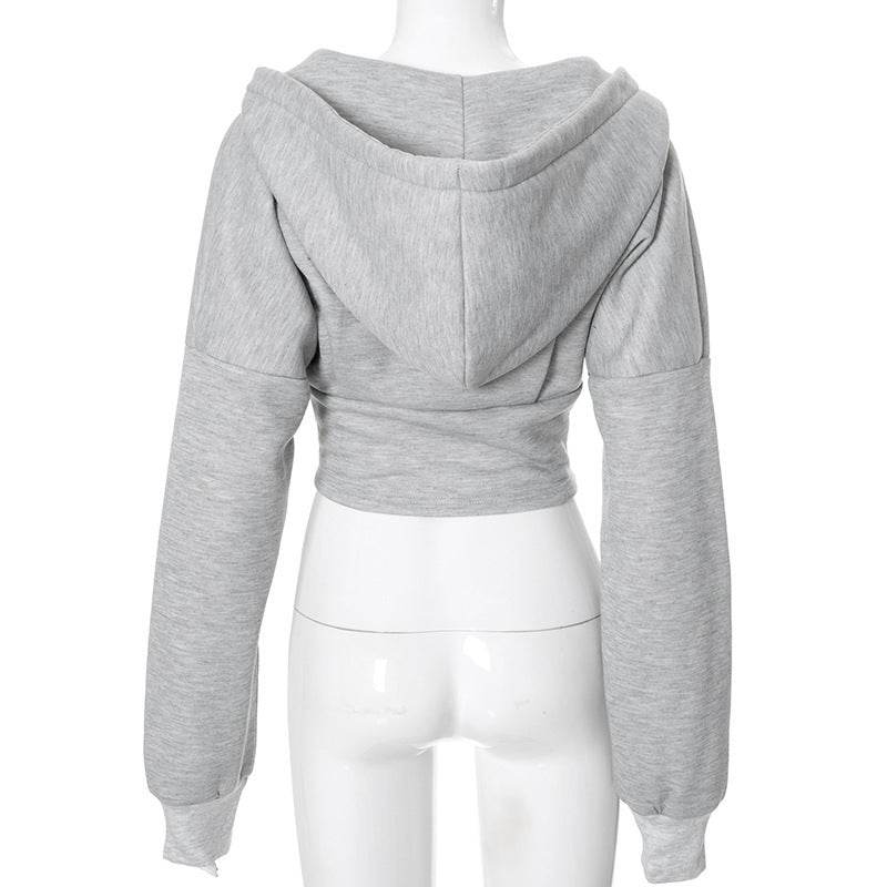 Zipper Hoodie Cardigan Y2K Ins Fashion Street Long Sleeve Corset Jacket Women Clothing - Velora
