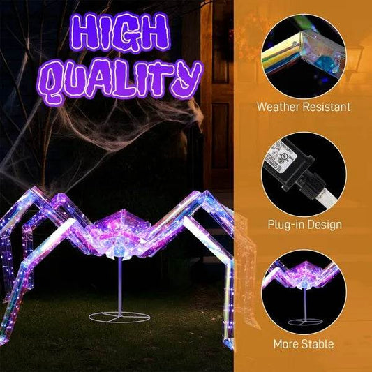 3FT Halloween Decorations Light Up Spider, Outdoor Halloween Decor Lighted Iridescent Spider - Velora
