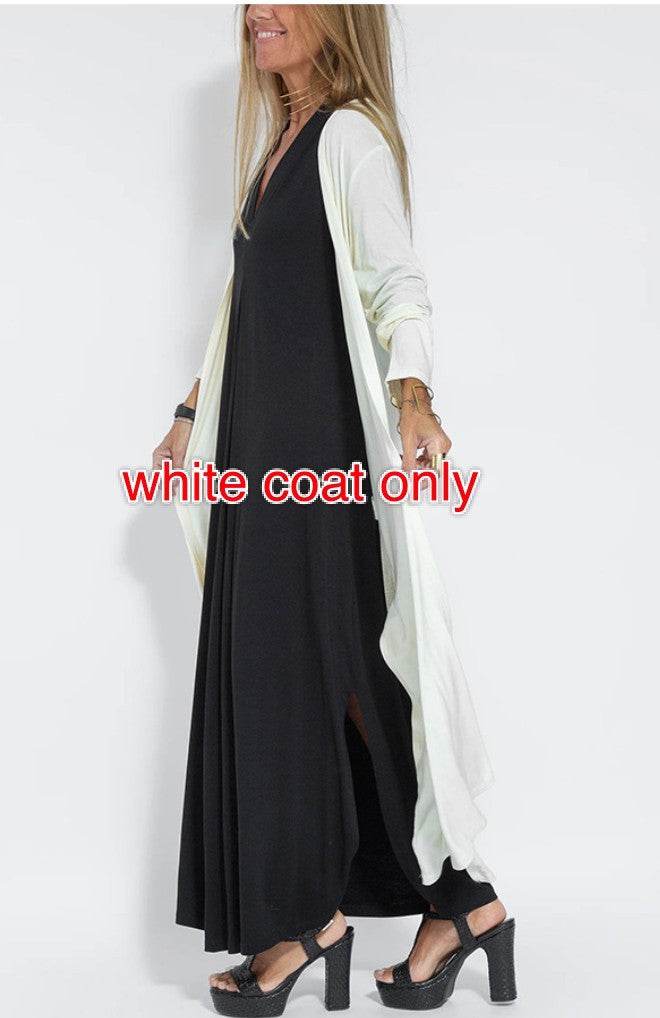New Solid Color V-neck Sleeveless Dress Long Cardigan Jacket Suit For Women - Velora
