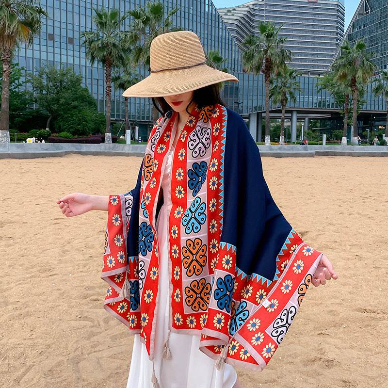 Ethnic Style Outdoor Walking Keep Warm Sun Block Shawl - Velora