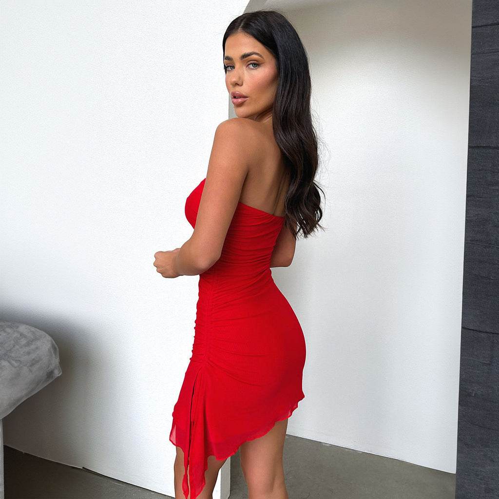 Y2K Tube-top Split Dress Summer Ins Fashion Backless Short Dresses For Women - Velora