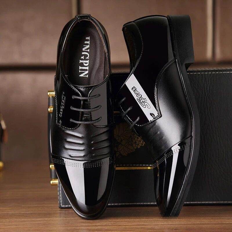 Men's Autumn Height Increasing Casual Black Groom Wedding Shoes - Velora