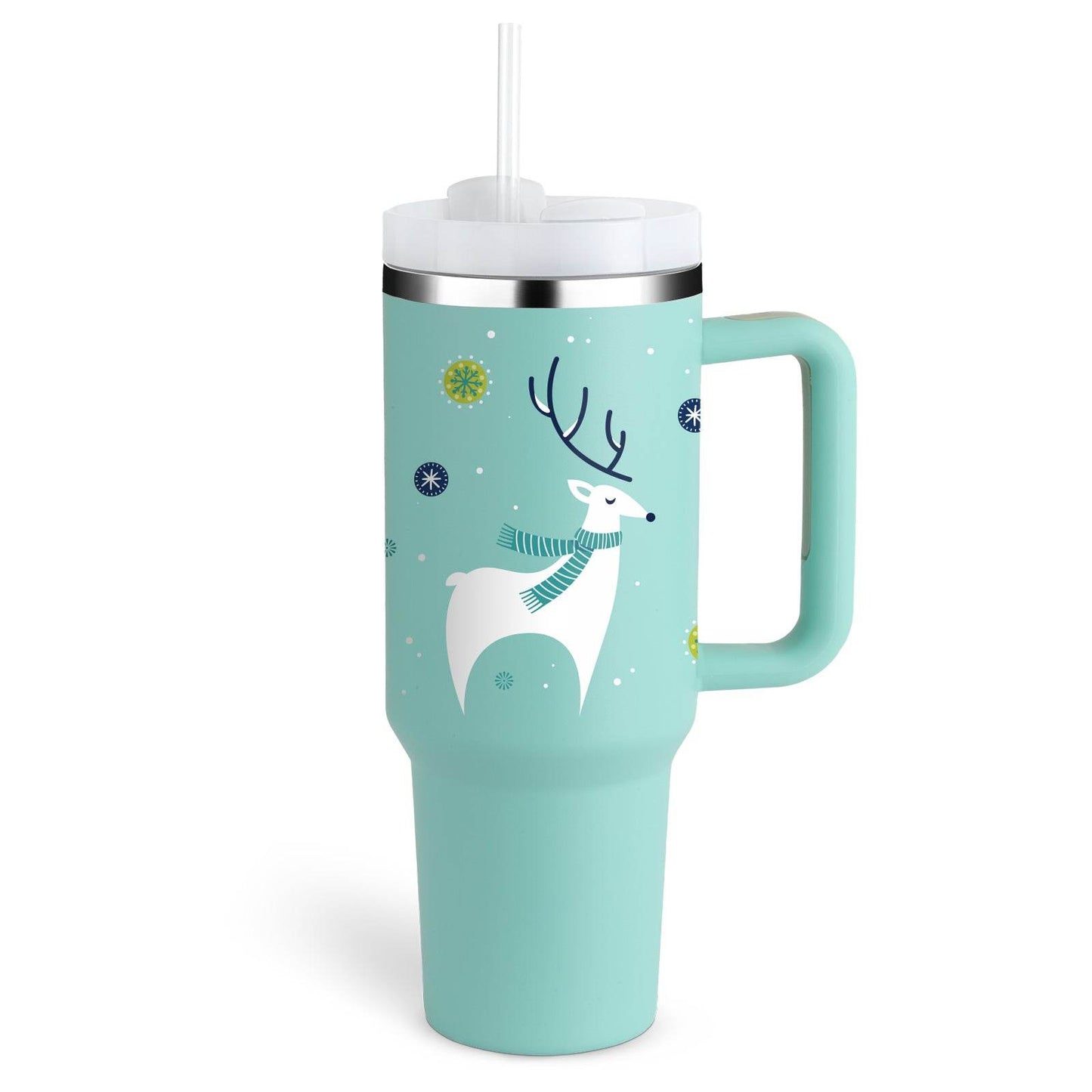 40 Oz Tumbler With Handle Straw Insulated, Stainless Steel Spill Proof Vacuum Coffee Cup Tumbler With Lid Tapered Mug Gifts For Valentine Lover Suitable For Car Gym Office Travel - Velora