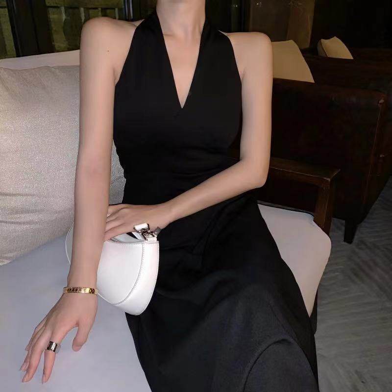Hepburn Style Light Luxury Socialite Scheming Black Long Black Dress French Sexy Dress Banquet Party Small Dress - Velora