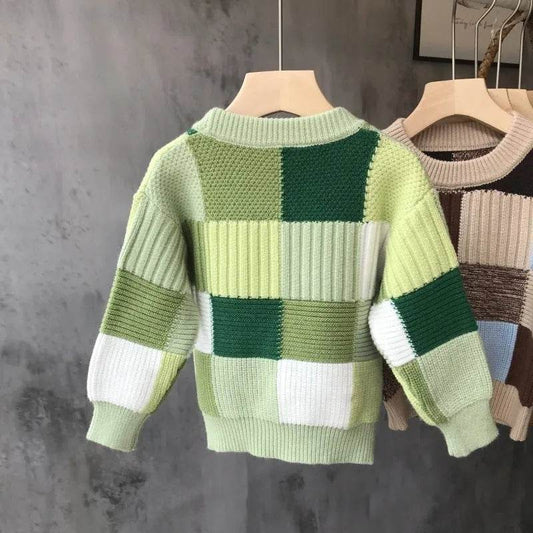 Kids Winter Thick Knitted Sweater top Crew neck Children - Velora