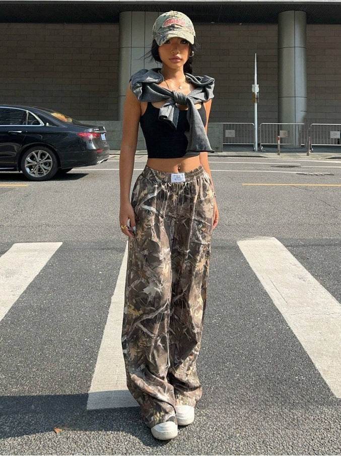 Slimming Casual Pants Hip Hop Retro Street Multi-pocket Camouflage Cargo Pants For Women Y2k Hip-hop Cargo Grunge Baggy Trousers - Velora
