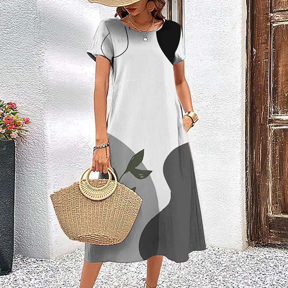 Simple Line Pattern Top Casual Fashion A- Line Elegant Skirt - Velora